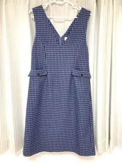 index Vネックジャンパースカート　ひざ丈 ブルー系