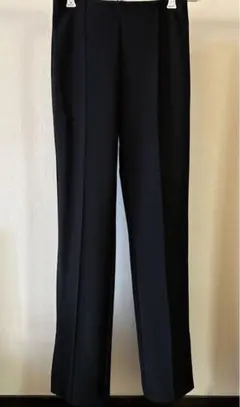 H&M センタープレス 裾サイドスリット イージーパンツ 黒