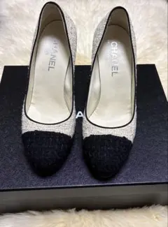 CHANEL シャネル バイカラー ツイード パンプス アイボリー×ブラック