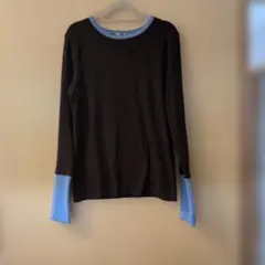 mysa 長袖カットソー ブラウン ブルー バイカラー メロウ