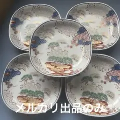 有田焼　其泉窯　染錦春秋紋　小皿　五枚揃い　未使用品