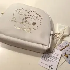 スヌーピー 音楽デザイン ポーチ　白　ホワイト　新品未使用
