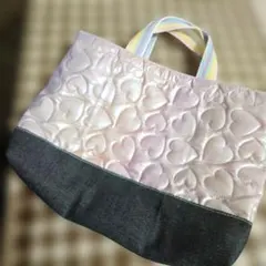 （ハンドメイド）圧着キルト ミニレッスンバッグ　お道具袋　辞書バッグ
