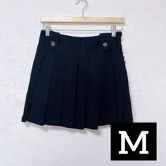 arrow(M)アロー サイドボタン プリーツミニスカート 黒 ブラックのサムネイル