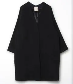 JEANASIS ショートビーバーノーカラーコート ブラック ウール