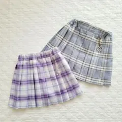 しまむら バースデイ チェック プリーツスカート スカパン 2着 140