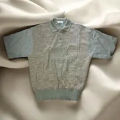 90s Tokyo Cross ニット　半袖ポロシャツ M レトロリネン混切替のサムネイル