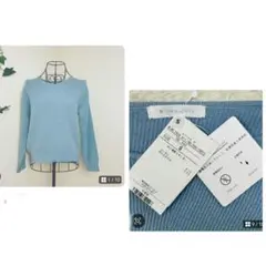 The shop TK 新品タグ付き　ラメ入りVネックサマーニット S ブルーのサムネイル