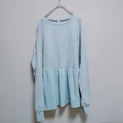 新品タグ付きJUNOAHミントカラー ペプラムトップス 長袖 XL 体型カバー