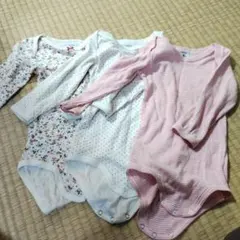 ロンパース 3点セット 12m 花柄・ドット・ストライプ