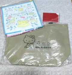 ハローキティ トートバッグ、ミニハンカチ２枚、手鏡セット