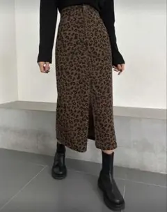 レオパード柄 ロングスカート ブラウンのサムネイル