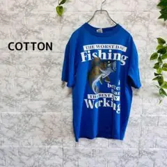 【g13】【COTTON】フィッシングTシャツ 青 コットン　【M】