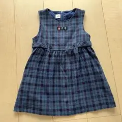 familiar 青チェック柄 ジャンバースカート 100cm