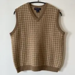美品 Brooks Brothers 千鳥柄 キャメル ウール ニット ベストのサムネイル