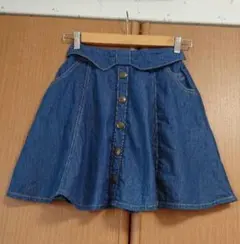 ☆ mezzo piano ☆メゾピアノ デニム レース フレアスカート 140