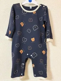 【美品】くま柄フリース　ロンパース　くま　紺　西松屋　カバーオール ベビー