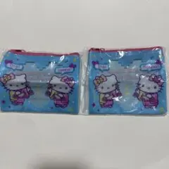 ハローキティ×マツケンサンバ クリアラメポーチ ブルー 2個セット
