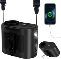 腰掛け扇風機 携帯扇風機 10000mAh大容量 モバイルバッテリー 多機能