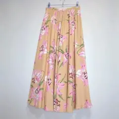 ★ INGEBORG 花柄 レーヨン フレア ロング スカート