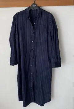 美品♡ グローバルワーク　ロング シャツワンピース  ネイビー ストライプ