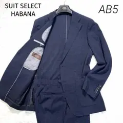 【美品】SUIT SELECT ギンガムチェック シアサッカー ネイビー AB5のサムネイル