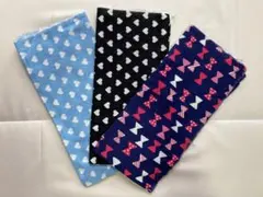 ダブルガーゼ ハギレ 50㎝×50㎝ 3枚セット 布 ハート柄 リボン柄 女の子