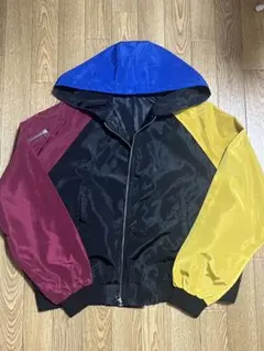 マルチカラー フード付き ブルゾン ジャケット