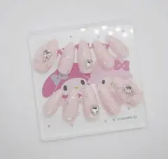 ♡ ネイルチップ 現品 量産型 フレンチガーリー ワンホン ピンク
