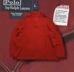 00s ポロラルフローレン ハーフジップ スウェット 赤 フェード L