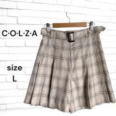 C-O-L-Z-A ミニプリ―ツスカート パンツ L グレンチェック ベージュ