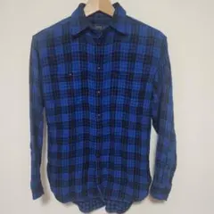POLO RALPH LAUREN チェック柄 ネルシャツ 青/黒 サイズS