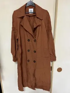 ZARA ブラウン ダブルブレスト ロングコート　テラコッタのサムネイル