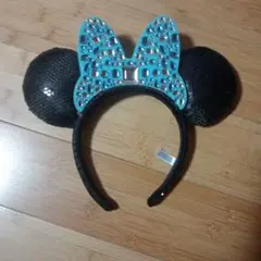 Disney カチューシャ スパンコール ブラック×ブルー