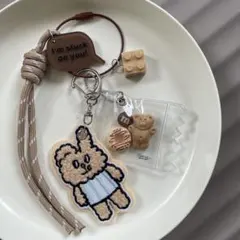 じゃらじゃらキーホルダー　ベージュ系