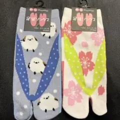 足袋　ソックス　タビ　靴下　和心 スニーカー丈 シマエナガ サクラ 2種セット