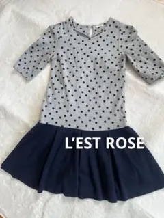 L'EST ROSE ドット柄チュニック 五分袖