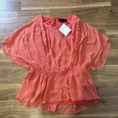 新品未使用 UNTITLED シフォンブラウス サーモンピンク 日本製 2 春夏