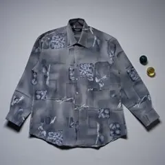 EACHTIME M グレー抽象柄長袖シャツ