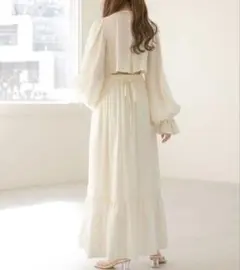 Heatherヘザー　バックシャンカシュクールマキシワンピース　ウエストリボン