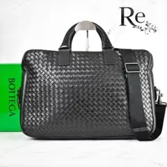 ボッテガ ヴェネタ イントレチャート ビジネスバッグ　ショルダー　レザー 黒