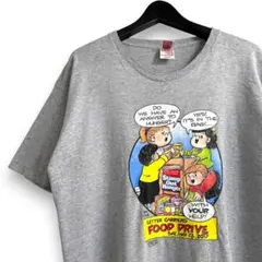 90s USA製 Food Drive キャラクター Tシャツ L L23