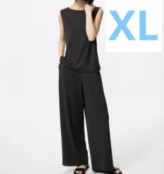 UNIQLO ユニクロ クレープジャージーストレートパンツ XL ブラック/黒