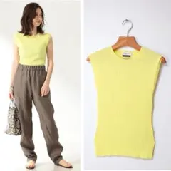 新品 Demi-Luxe BEAMS / リブ フレンチスリーブ ニット