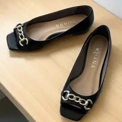 美品★ダイアナ DIANA パンプス ビット オープントゥ フラットシューズ