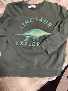 H&M 恐竜トレーナー 8-10Y オリーブグリーン