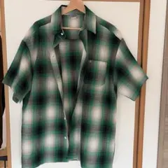 【美品】Caltop キャルトップ オンブレチェックシャツ グリーン　半袖