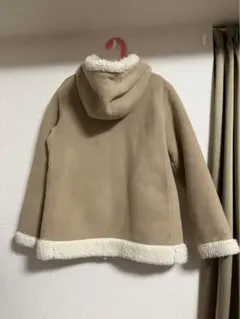 UNIQLOキッズベージュフリース×ボアコート フード付き