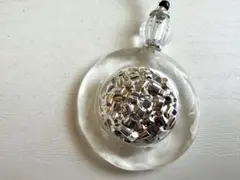 年代物 当時物 未使用 クリア 透明 銀色 vintageビーズロングネックレス