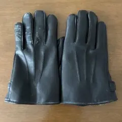 レザー 黒 手袋 バックル付き
